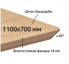 Столешница для кафе и ресторанов из влагостойкой фанеры со скошенной на 45 грудусов кромкой и покрытием шпона дуба или бука